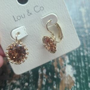 Gold and Brown Gemstone Earrings